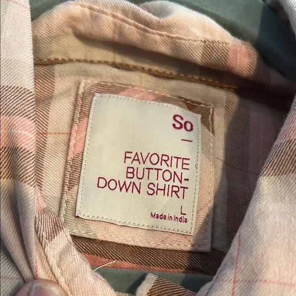 NWT SO Pink Plaid Button Down Shirt Size L - Picture 6 of 9